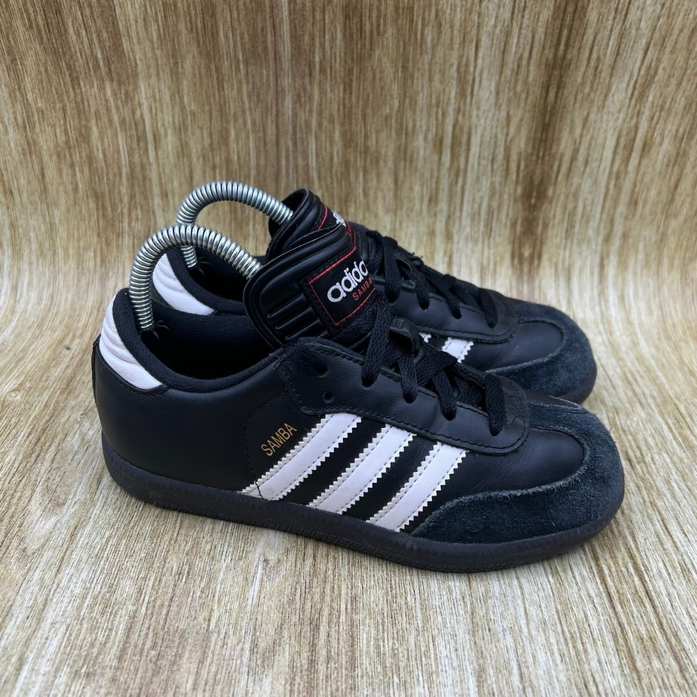 Adidas Samba Classic Kid's Size 1Y Black White Leather Sneakers Shoes 036516